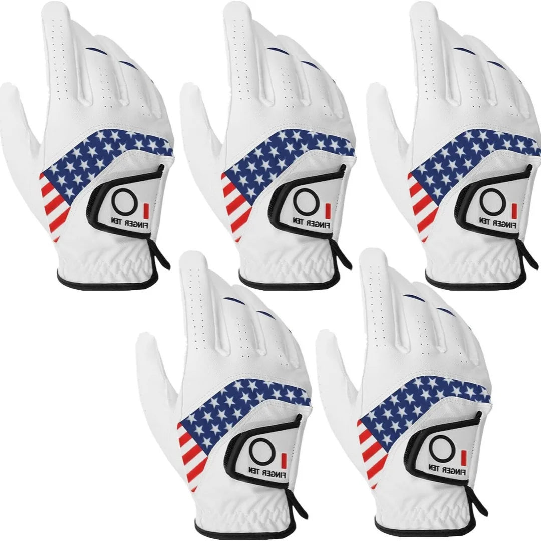 Left and Right Hand USA Flag Leather Gloves