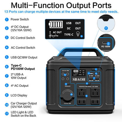 Multi Portable Power Station With Light