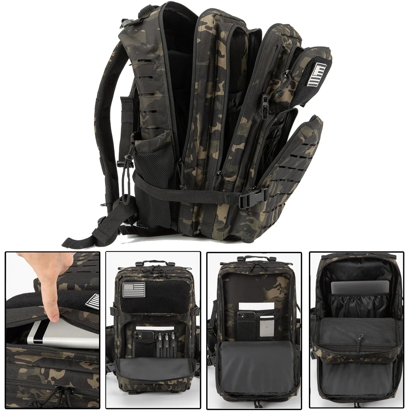 Tactical Backpack with Dual Cup Holder