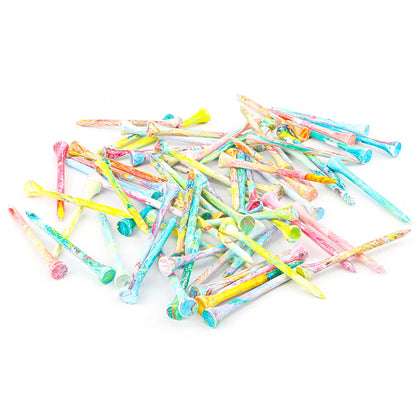 50Pcs Wooden Colorful Golf Tees