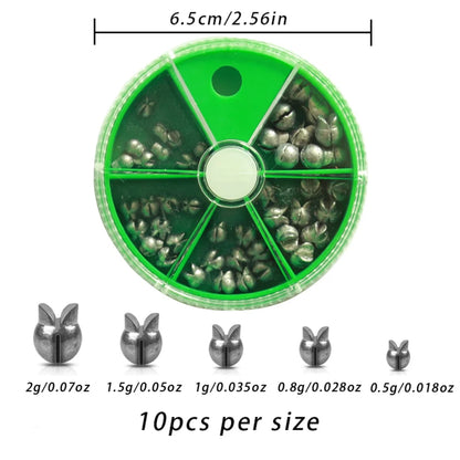 Assorted 50pcs Round Split Sinkers