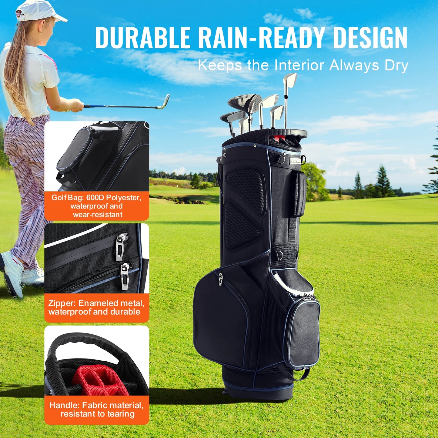Golf Cart Bag with 14 Way Organizer Divider