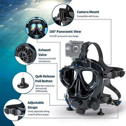 Full Face Diving Mask with Camera Mount