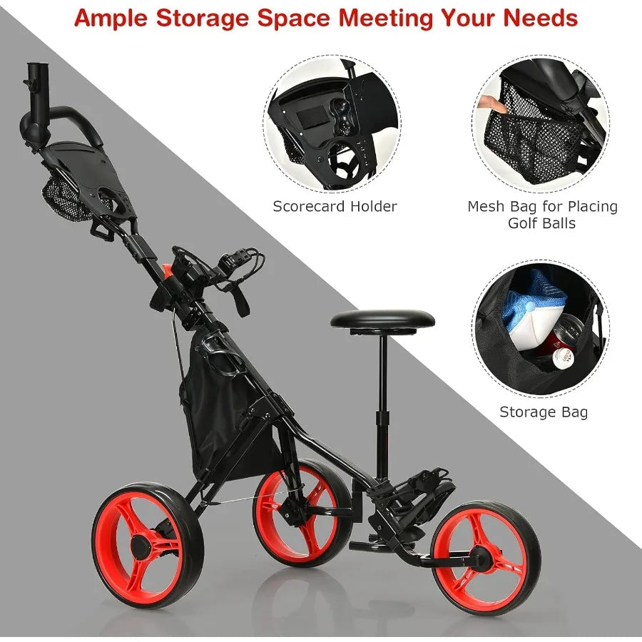 Foldable 3 Wheel Golf Caddy Cart