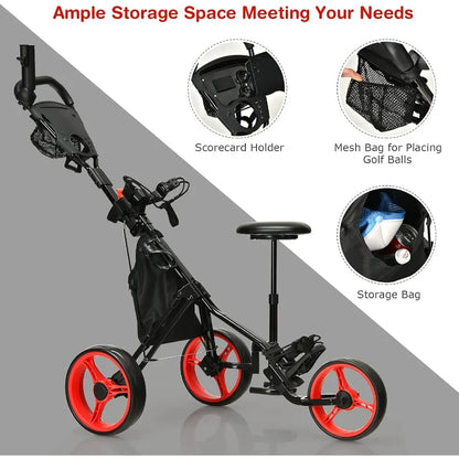 Foldable 3 Wheel Golf Caddy Cart